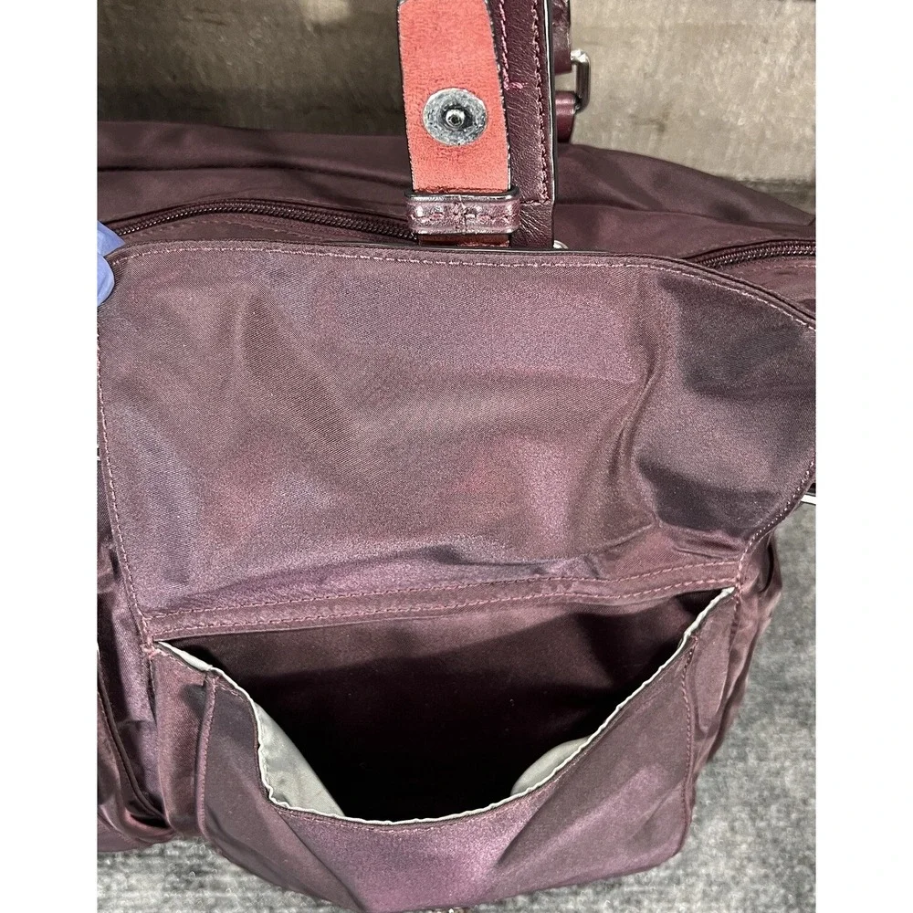 TUMI Travel Tote Luggage Handbag Duffel Nylon Overnight Bag Weekender Plum